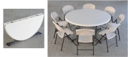 Rundt bord opstilling med Lifetime Ø153 cm fold in half og klapstole